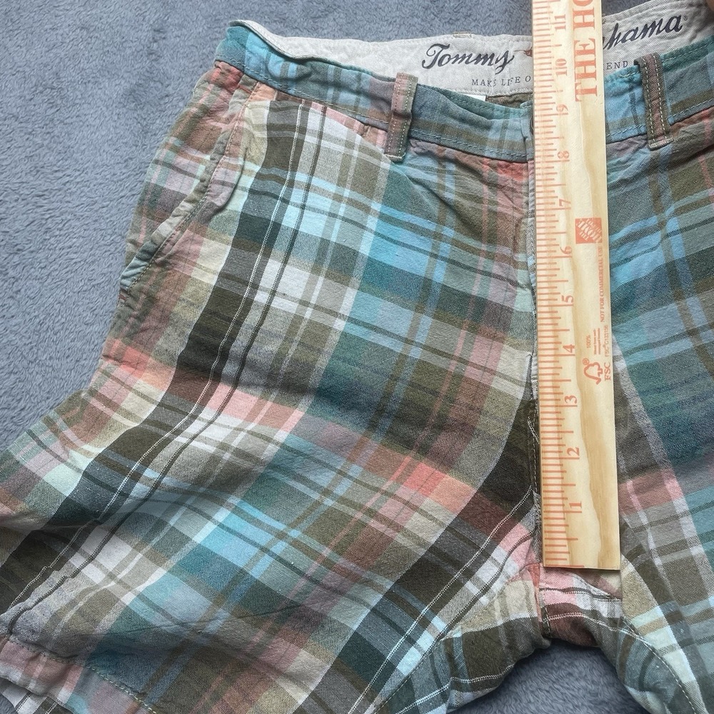 Tommy Bahama Shorts Mens 30 Multicolor Plaid Chinos Linen Blend Preppy Casual - Picture 11 of 16
